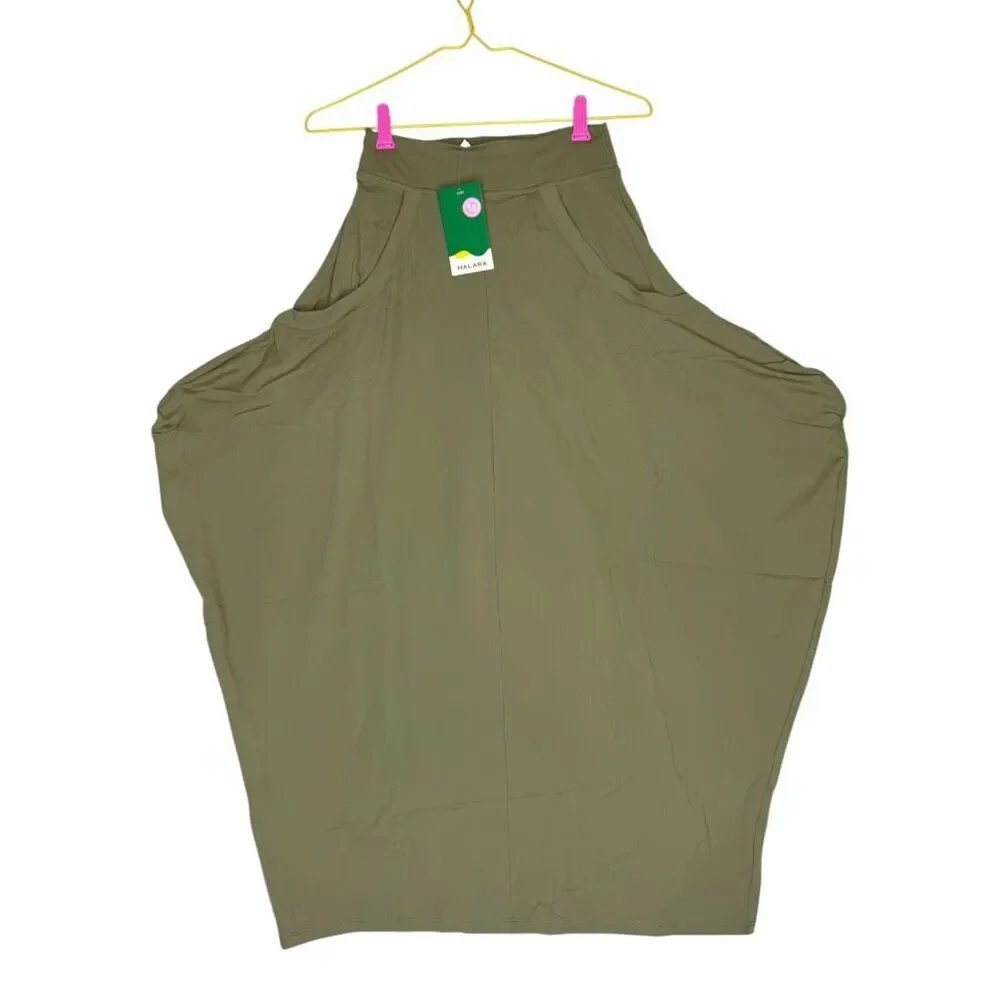 NEW Halara XS Olive Green High Waist Balloon Maxi Skirt Pockets